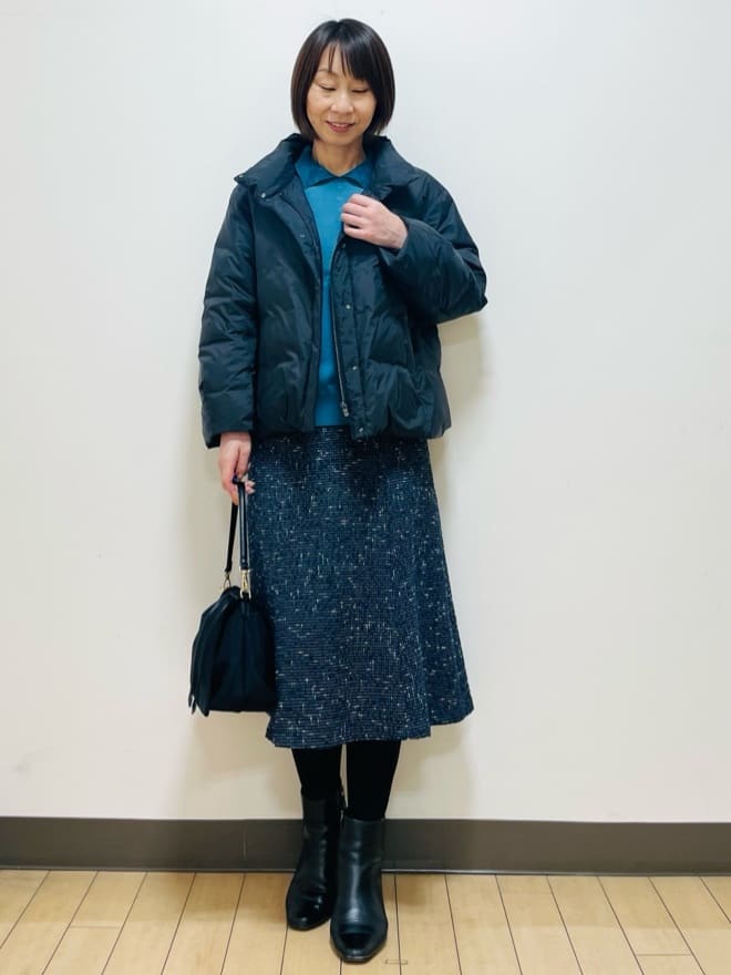 Riiさんの「Reflect｜【広がりすぎない／美シルエット◎】ツイードフレアスカート」を使ったコーディネート