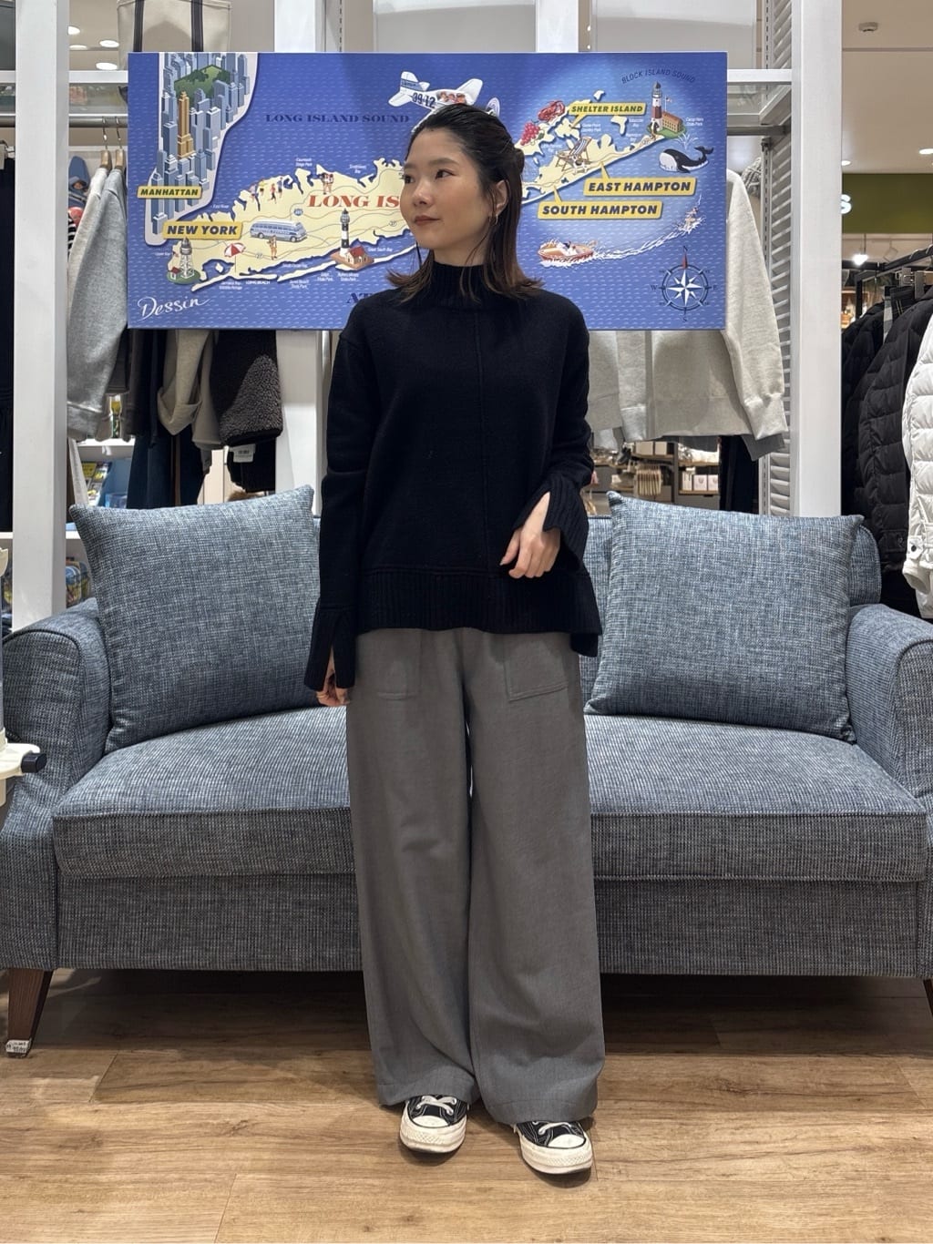 risaさんの「Dessin｜【洗える】センタータックラインハイネックニット」を使ったコーディネート