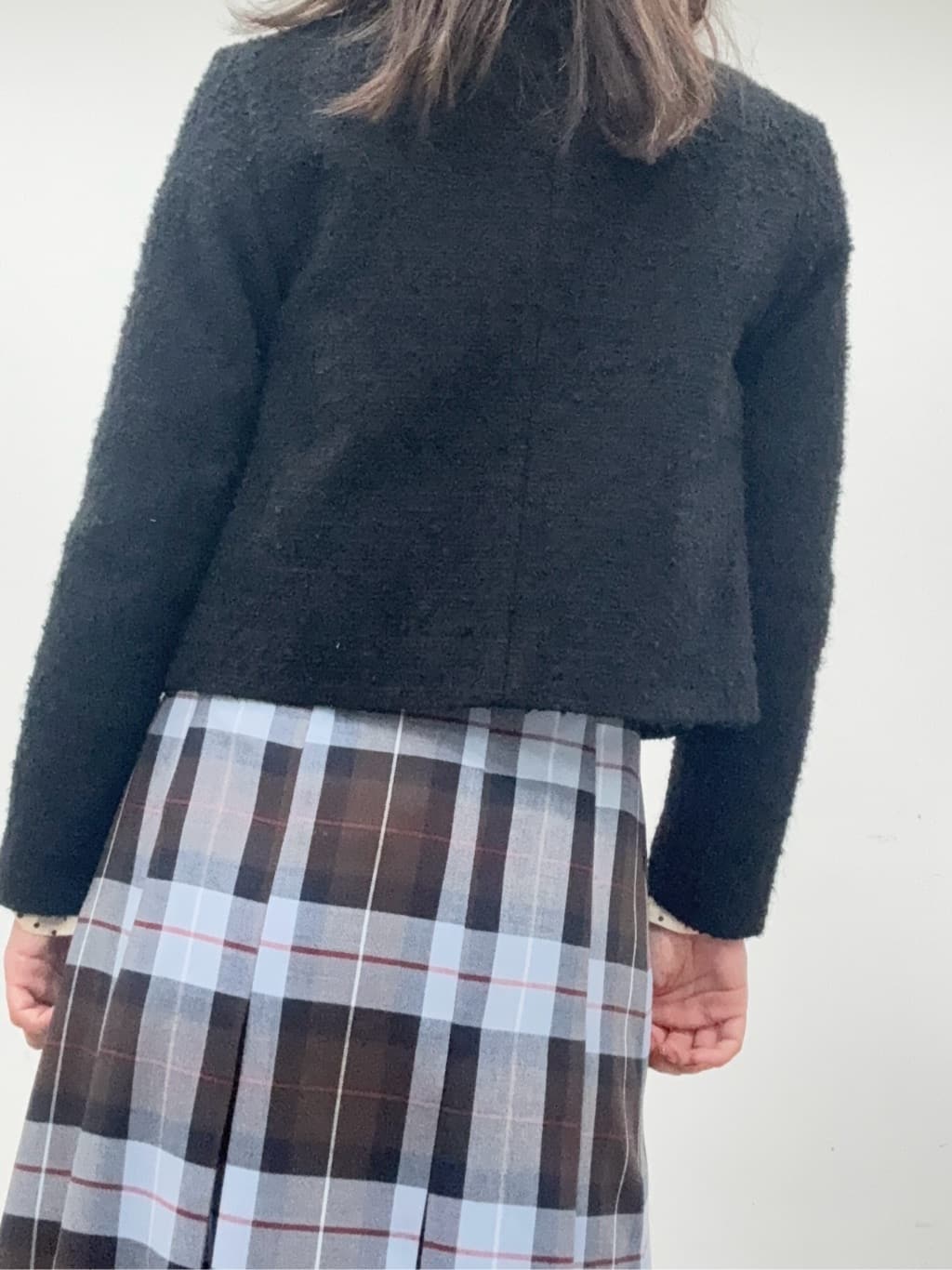 BUNさんの「DRESSTERIOR｜◆チェックタックソフトプリーツスカート」を使ったコーディネート
