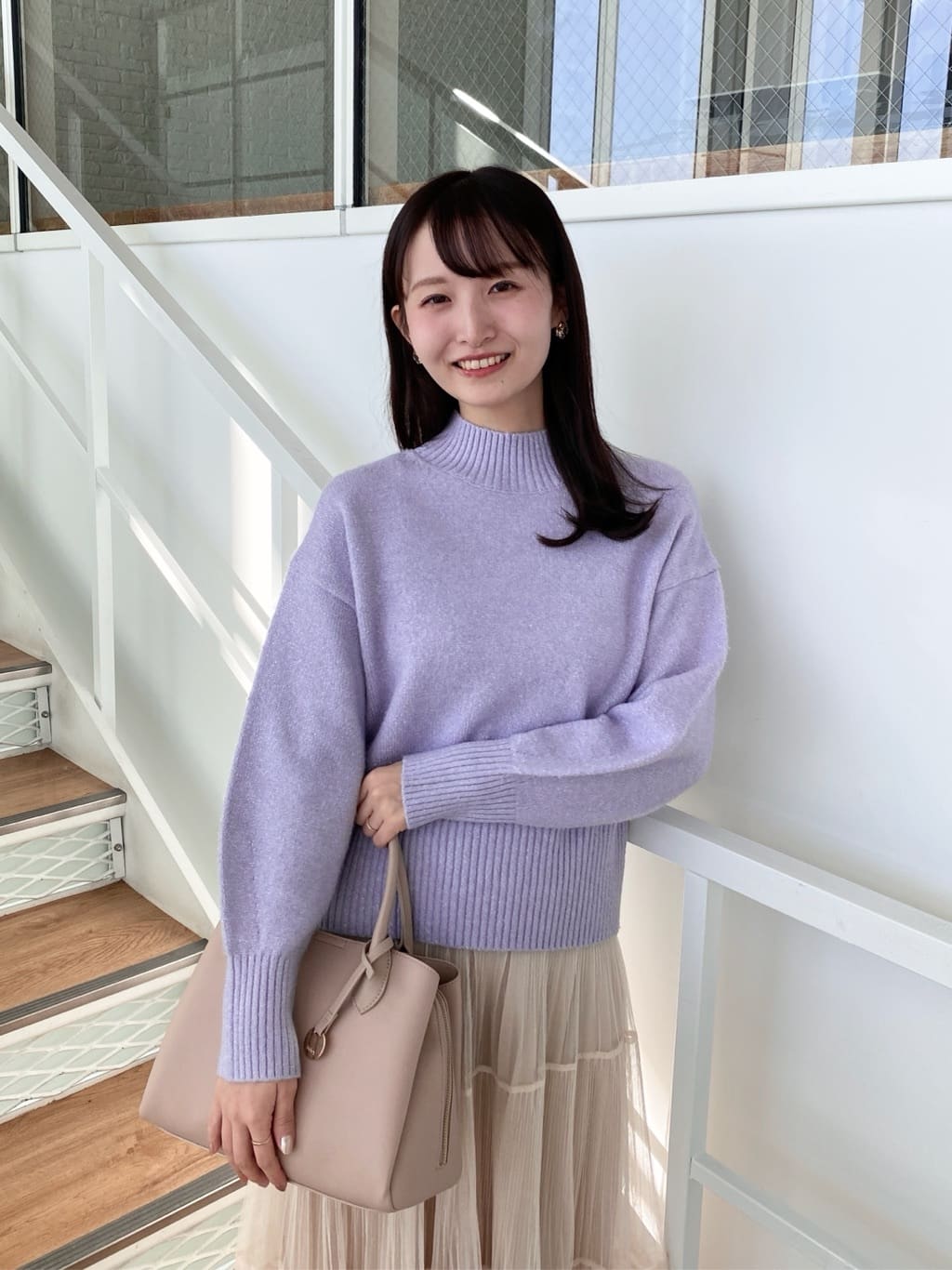 みさかさんの「index｜選べる2丈 ハイネックカラーミックスラメニット【洗濯機OK】」を使ったコーディネート