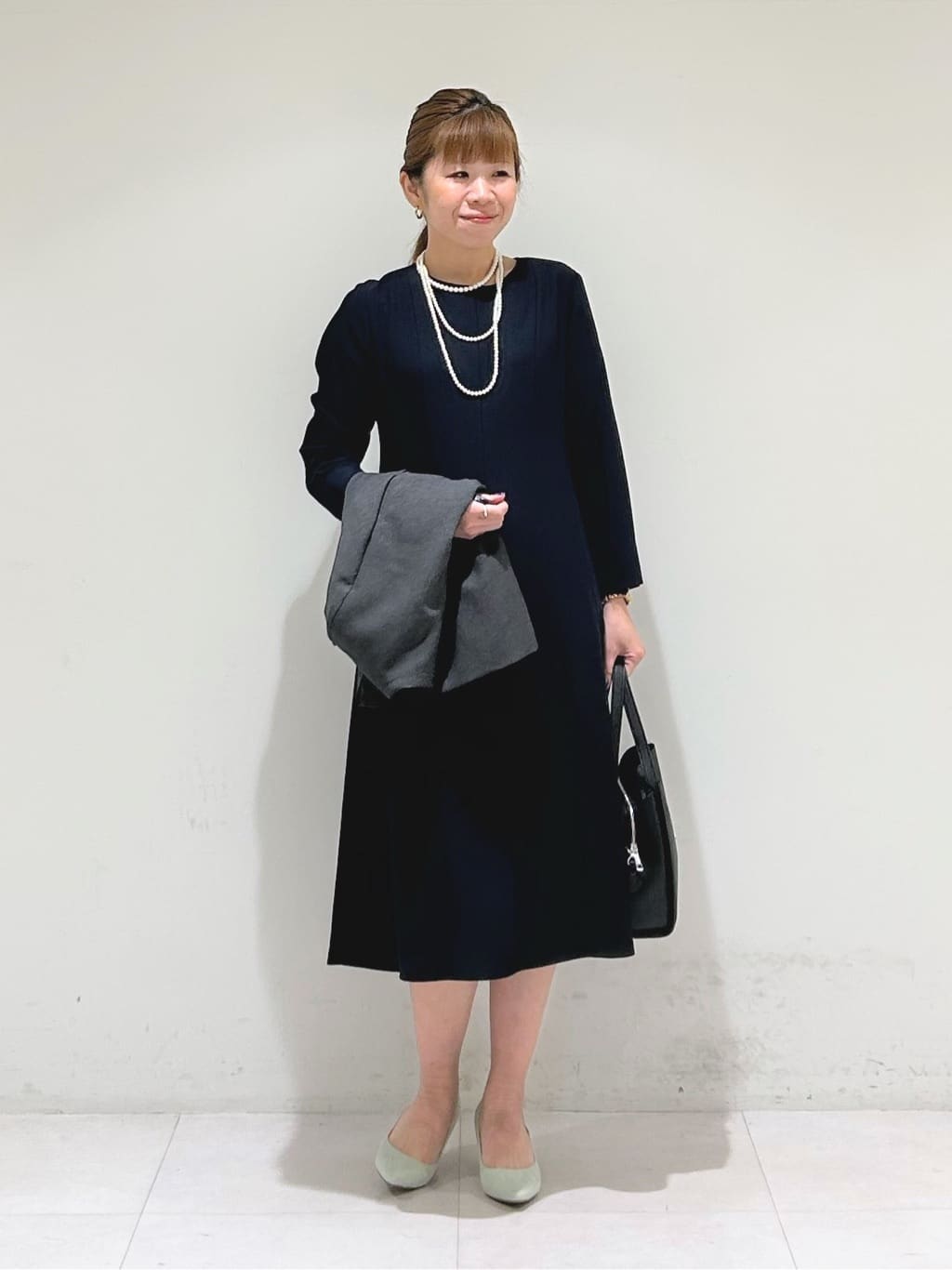 tsuyuさんの「INDIVI｜【洗える／通勤／スーツ】メランジストレッチ ノーカラージャケット」を使ったコーディネート