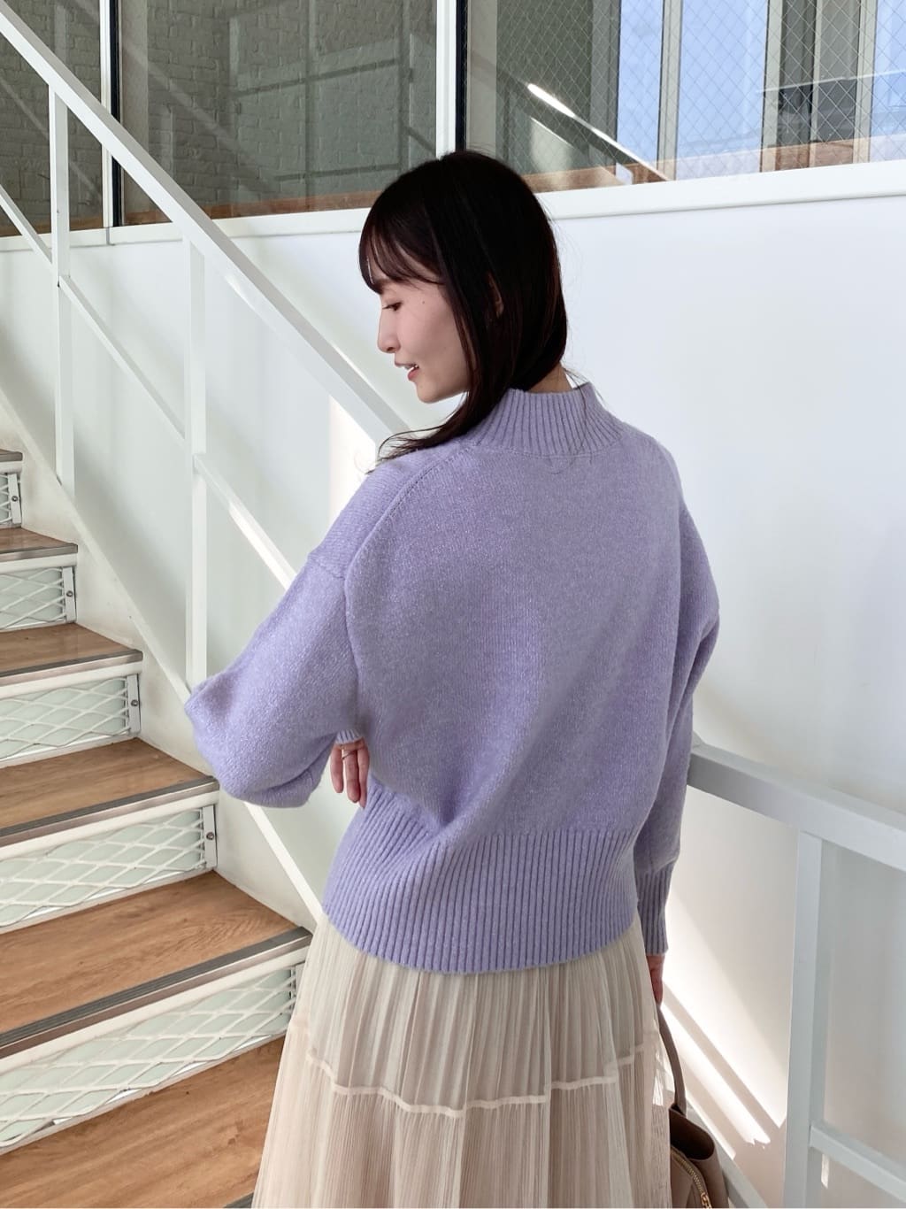 みさかさんの「index｜選べる2丈 ハイネックカラーミックスラメニット【洗濯機OK】」を使ったコーディネート