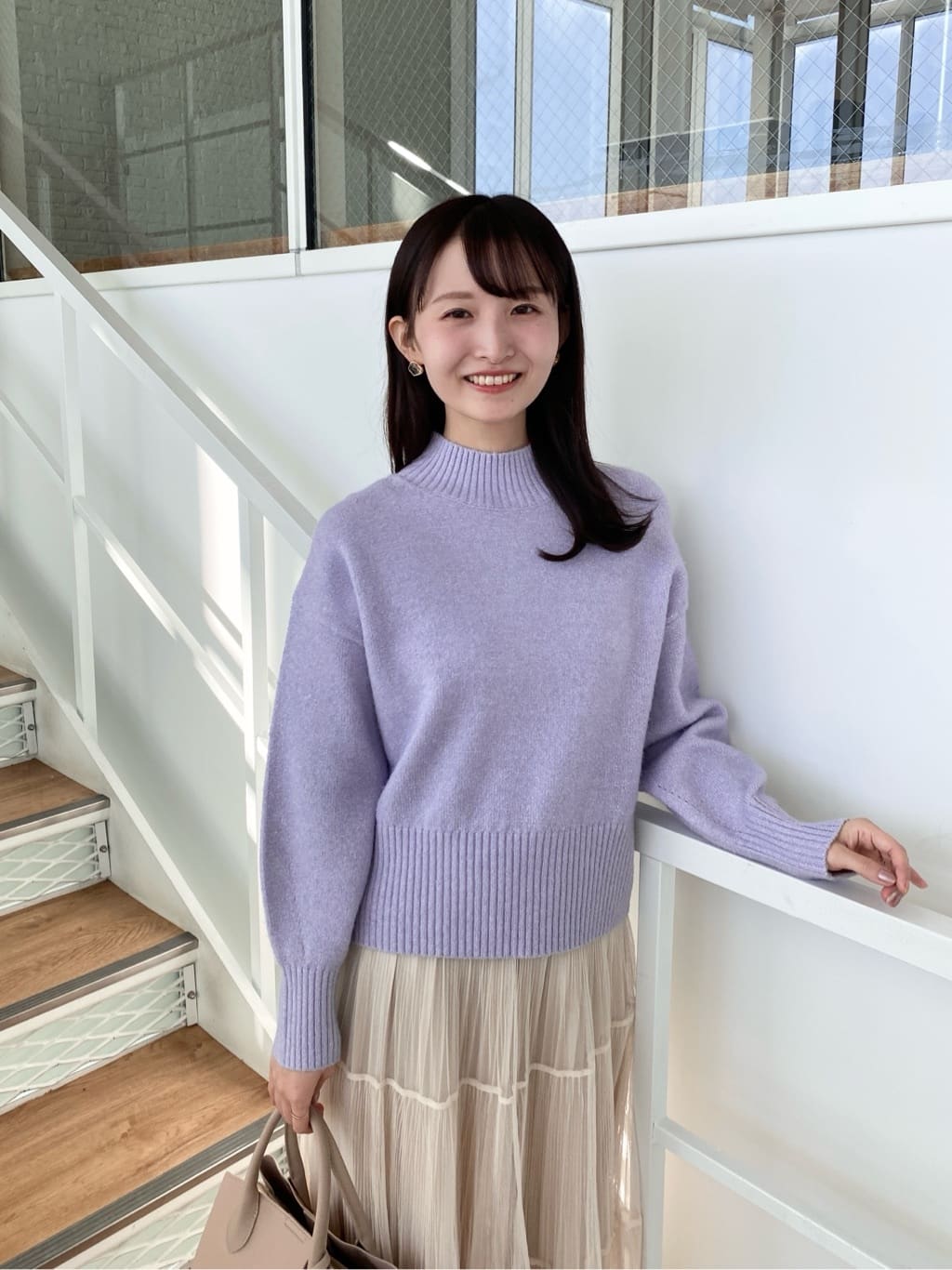 みさかさんの「index｜選べる2丈 ハイネックカラーミックスラメニット【洗濯機OK】」を使ったコーディネート