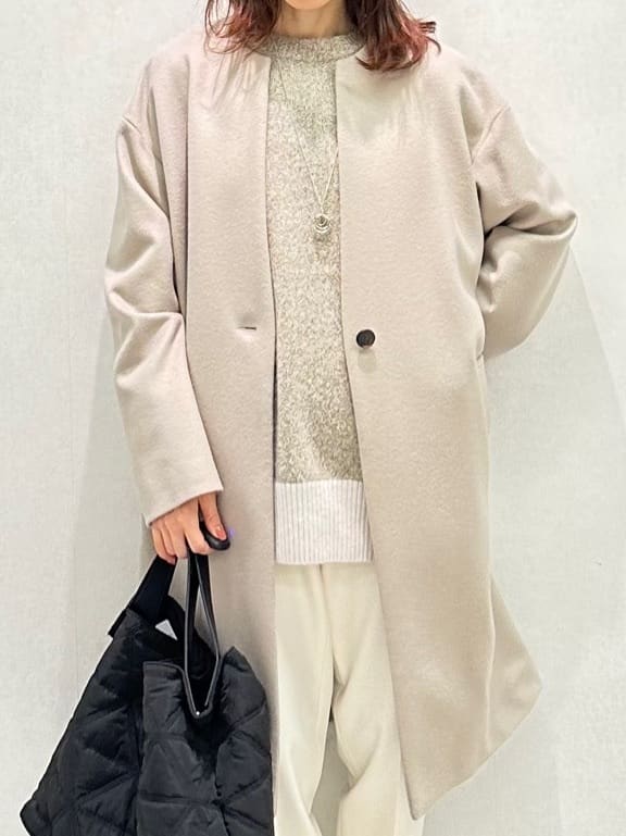 Miwaさんの「UNTITLED｜【日本製／通勤／フォーマル】カシミヤ混ノーカラーコート」を使ったコーディネート