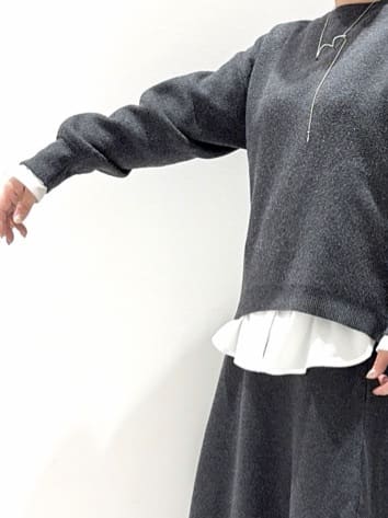 chiakiさんの「OPAQUE.CLIP｜サイド編地切替ニットトップス／セットアップ対応【洗濯機OK】」を使ったコーディネート