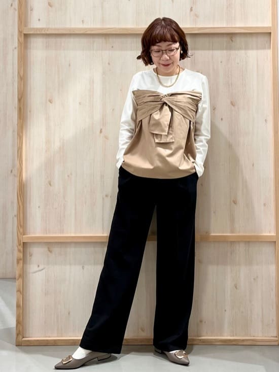 nakoさんの「THE SHOP TK｜布帛切替カットソー」を使ったコーディネート