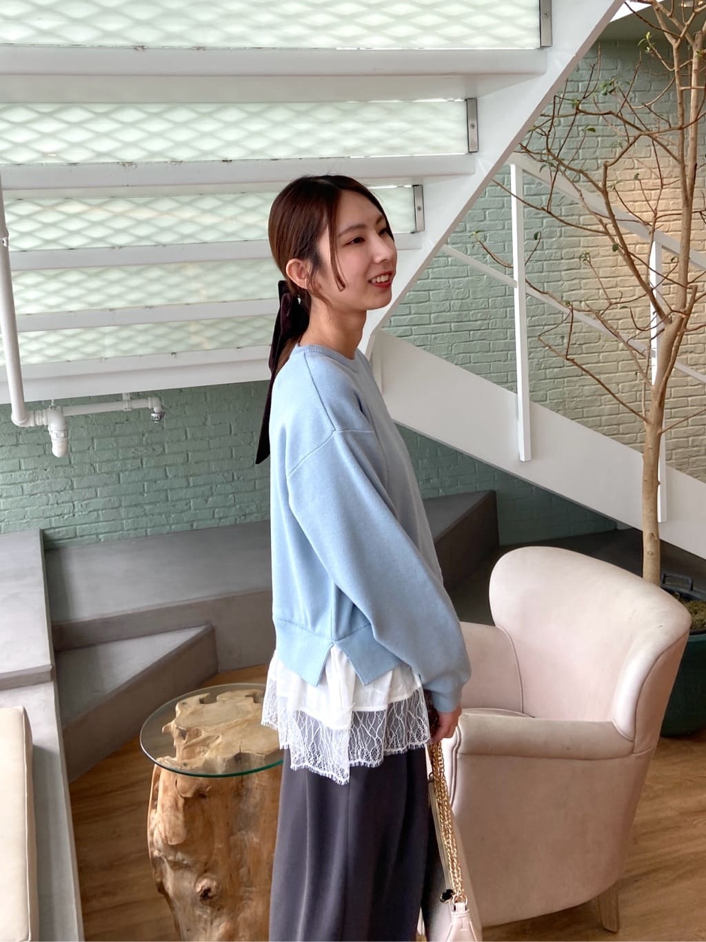 めぐさんの「OPAQUE.CLIP｜裾レースドッキングニット」を使ったコーディネート
