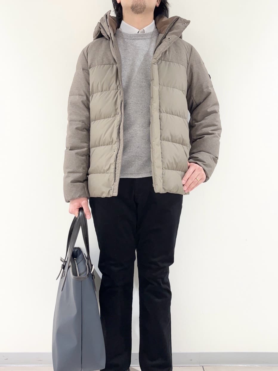 及川さんの「TAKEO KIKUCHI｜カラーコンビ ダウンブルゾン」を使ったコーディネート
