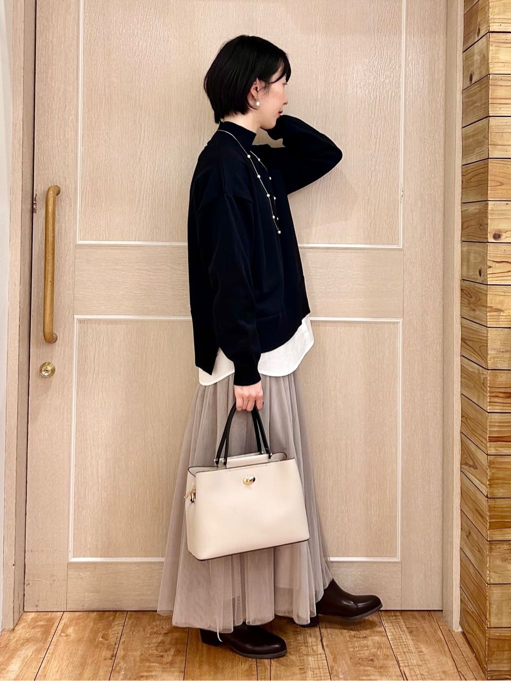 ちぐささんの「SHOO･LA･RUE｜【セレモニー】とばしパヴェネックレス」を使ったコーディネート