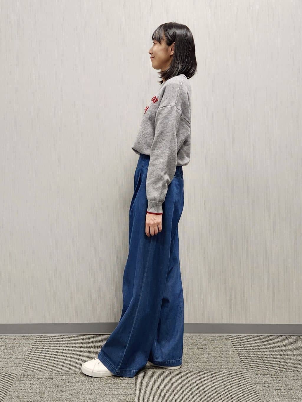 naraさんの「Dessin｜【洗える】ペイント風刺繍入り配色ラインニット」を使ったコーディネート