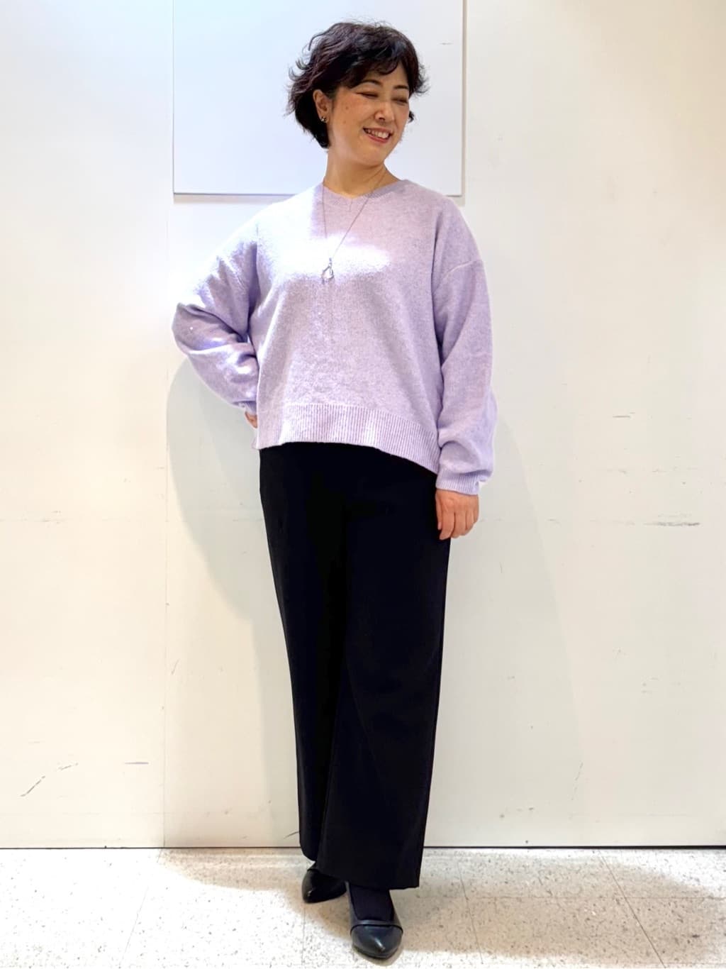 ヤスコさんの「Reflect｜【ウエスト総ゴム／セットアップ可】フルレングスストレートパンツ」を使ったコーディネート