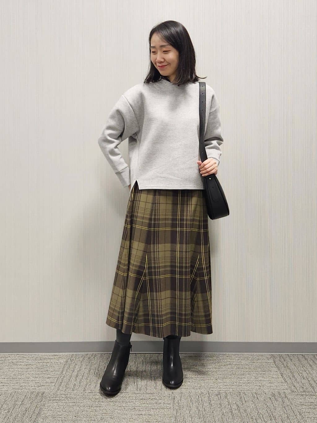 naraさんの「Dessin｜【洗える】チェック柄起毛フレアスカート」を使ったコーディネート