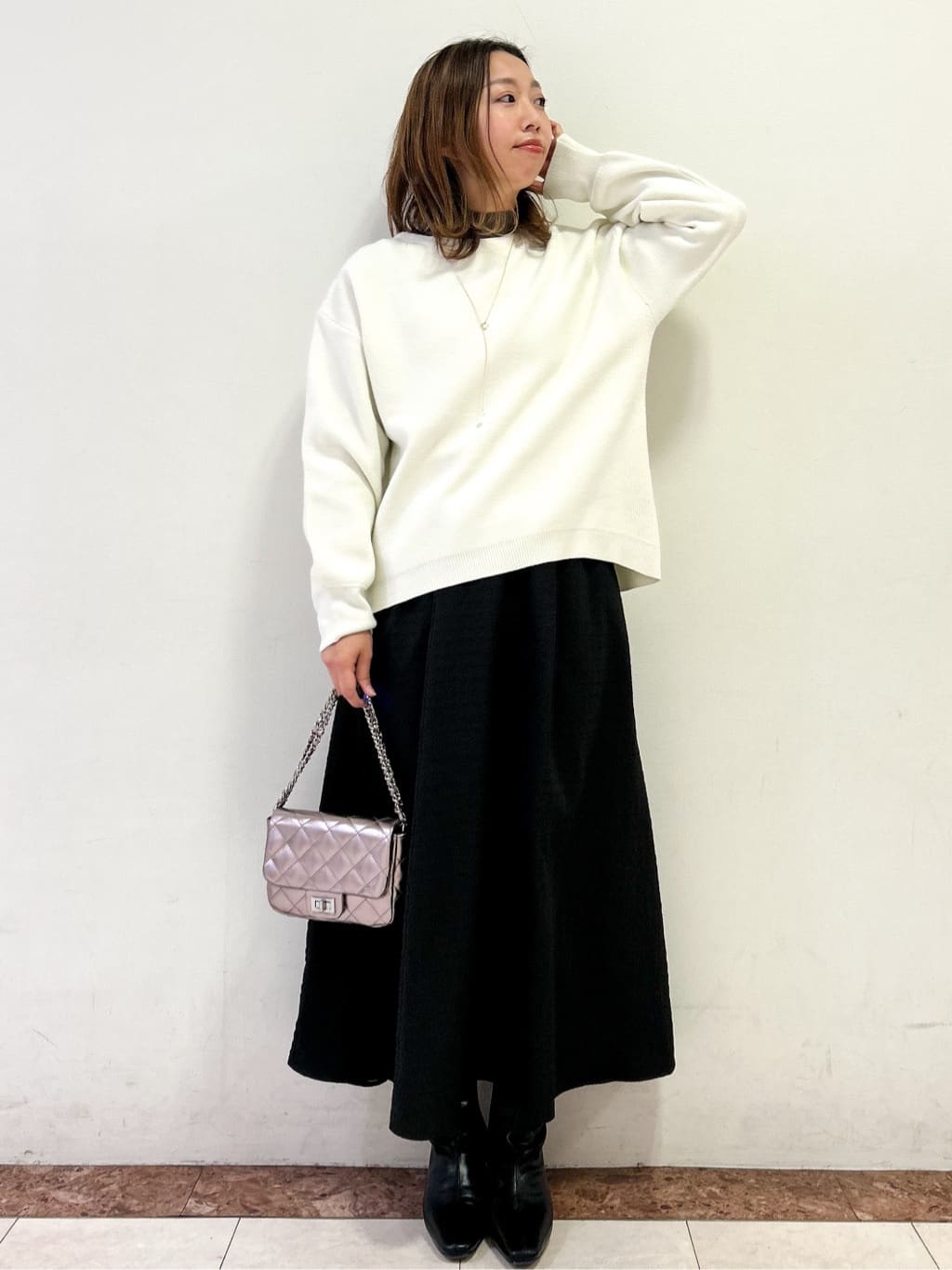 madokaさんの「OPAQUE.CLIP｜サイド編地切替ニットトップス／セットアップ対応【洗濯機OK】」を使ったコーディネート