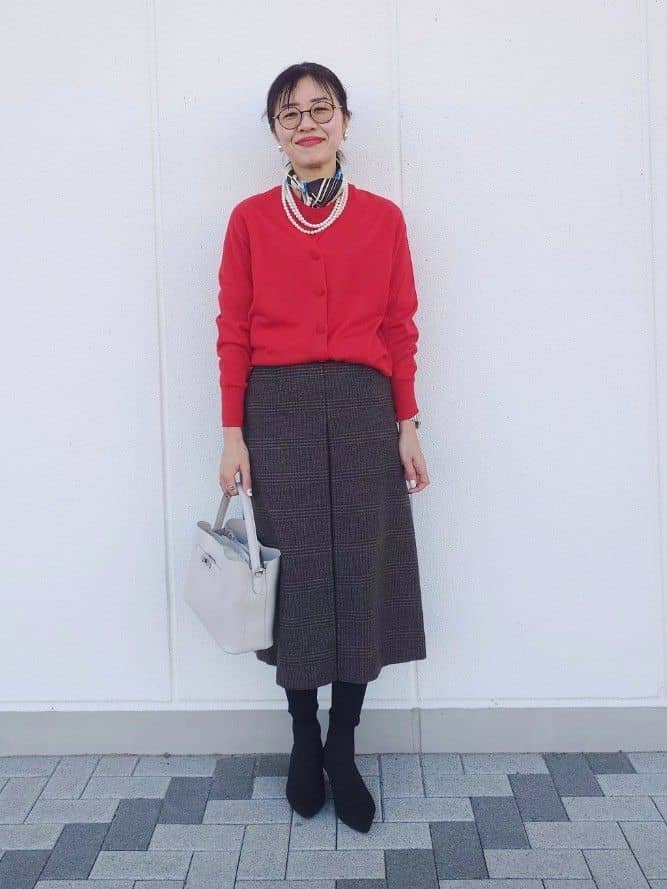MUTSUKOさんの「UNTITLED｜【アンサンブル可/六分袖/洗える】ウールシルクニット」を使ったコーディネート