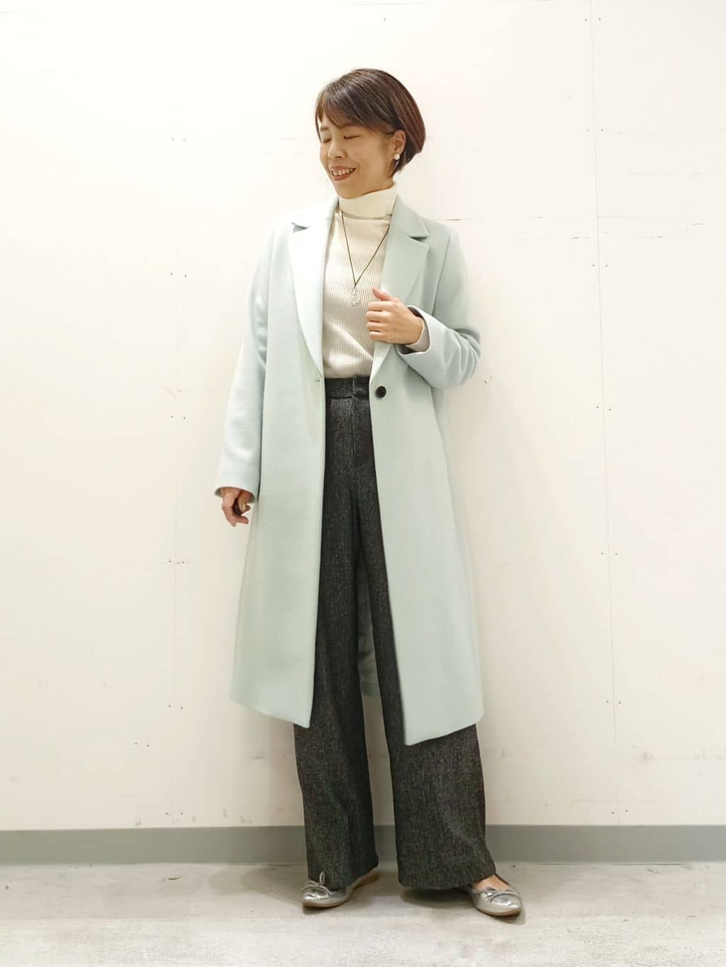 Kさんの「INDIVI｜【洗える／毛玉になりにくい】エクストラファインウール リブタートルニット」を使ったコーディネート