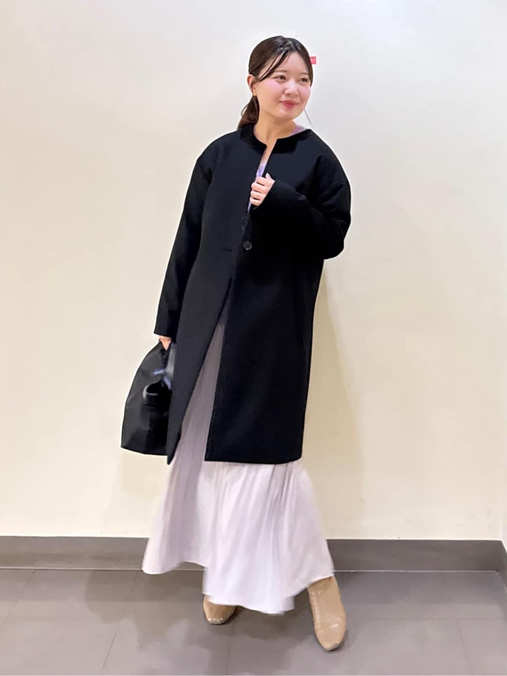 いくみさんの「UNTITLED｜【日本製／通勤／フォーマル】カシミヤ混ノーカラーコート」を使ったコーディネート