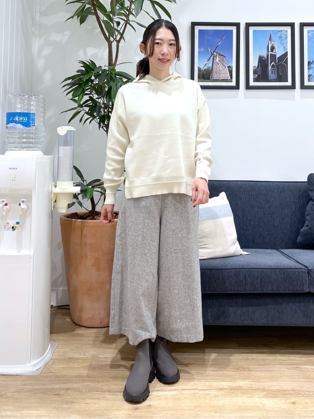canaさんの「Dessin｜【洗える／体型カバー】ちょうどいいニットパーカ」を使ったコーディネート