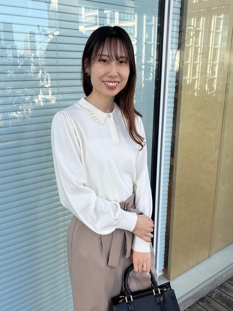 はばさんの「Couture brooch｜【洗える・着映え】パール調衿ニット」を使ったコーディネート