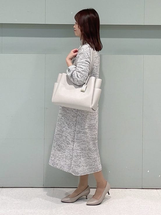 makiさんの「UNTITLED｜【洗える/ストレッチ】ツイードジャージワンピース」を使ったコーディネート