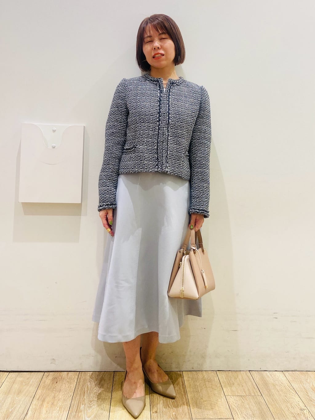 YUKOさんの「index｜《通勤／セットアップ対応》ノーカラーツイードジャケット【洗濯機OK】」を使ったコーディネート