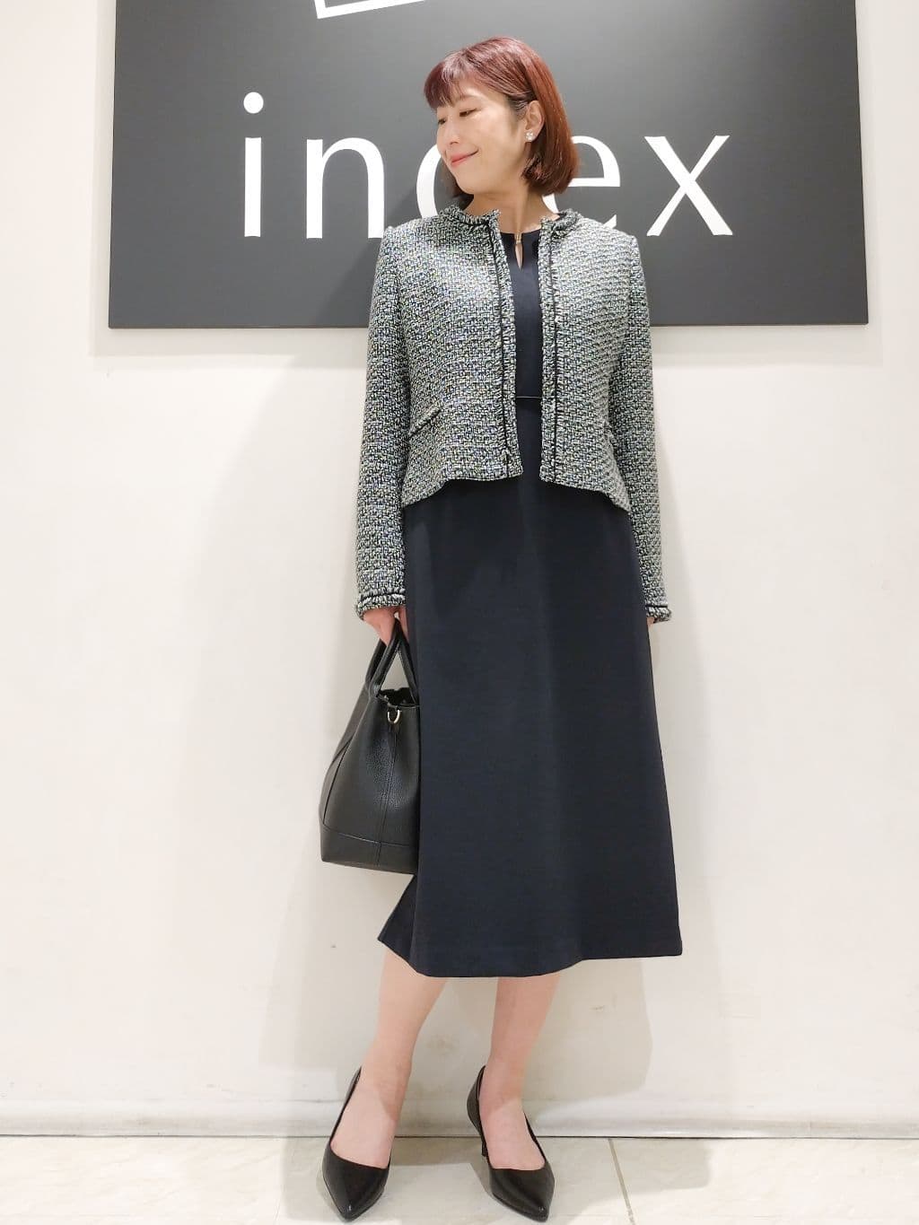 n.さんの「index｜《通勤／セットアップ対応》ノーカラーツイードジャケット【洗濯機OK】」を使ったコーディネート