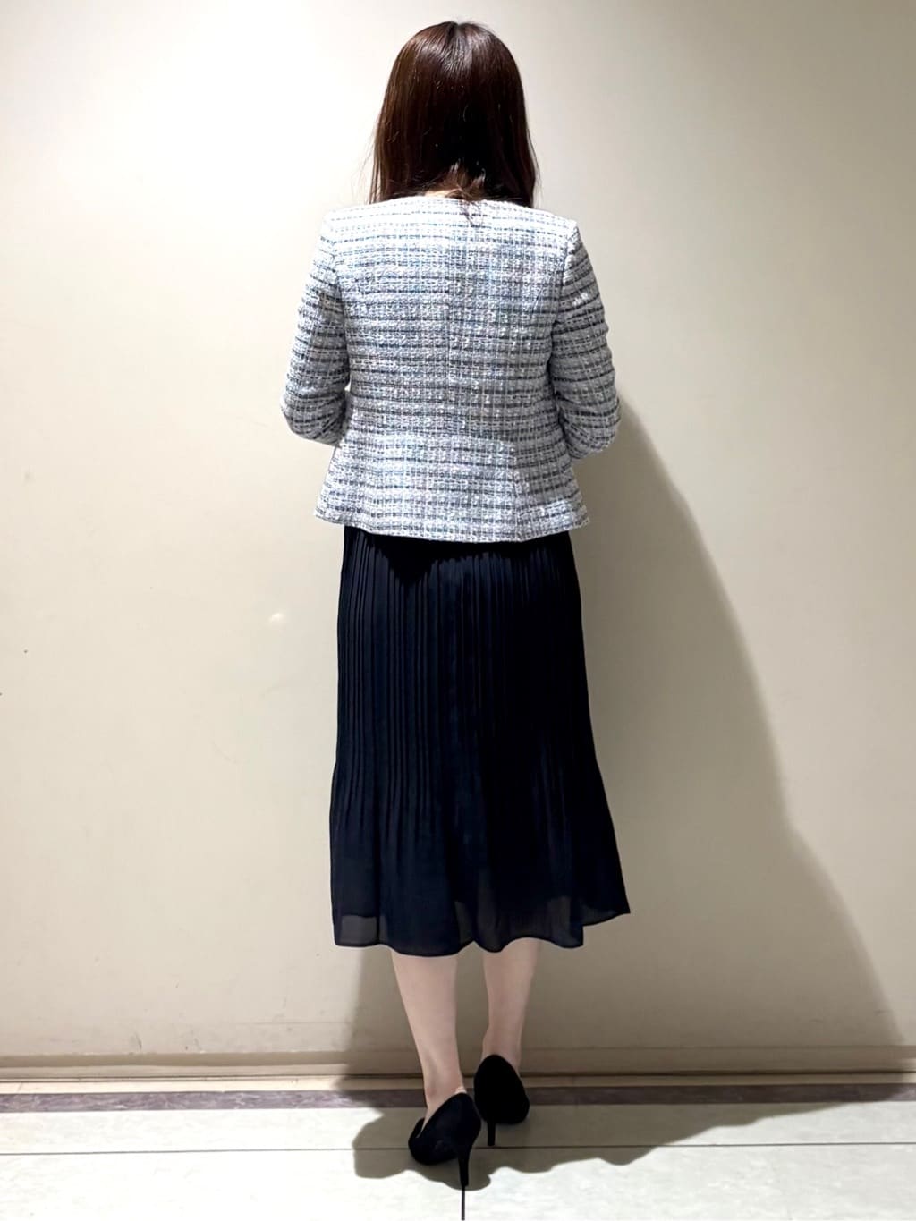 sakiさんの「COUP DE CHANCE｜【日本製】ツィードノーカラージャケット」を使ったコーディネート