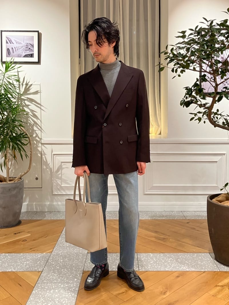 junyaさんの「DRESSTERIOR｜【セットアップ可】ブラウンツイル ダブルジャケット」を使ったコーディネート