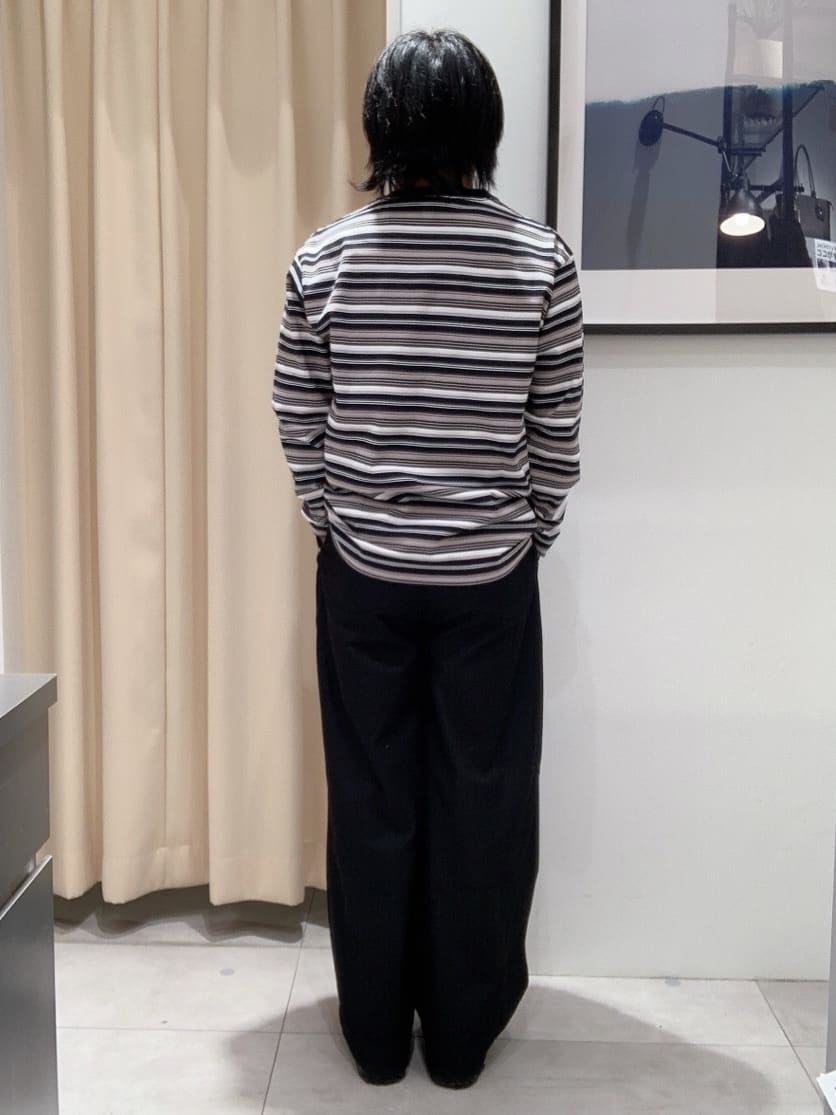 坂。さんの「THE SHOP TK｜ランダムボーダー長袖タフTシャツ 【洗濯機OK】」を使ったコーディネート