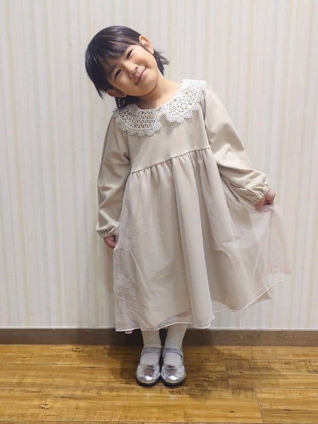 Yuiさんの「SHOO･LA･RUE｜【110-140cm/プチセレ】チュールドッキングワンピース」を使ったコーディネート