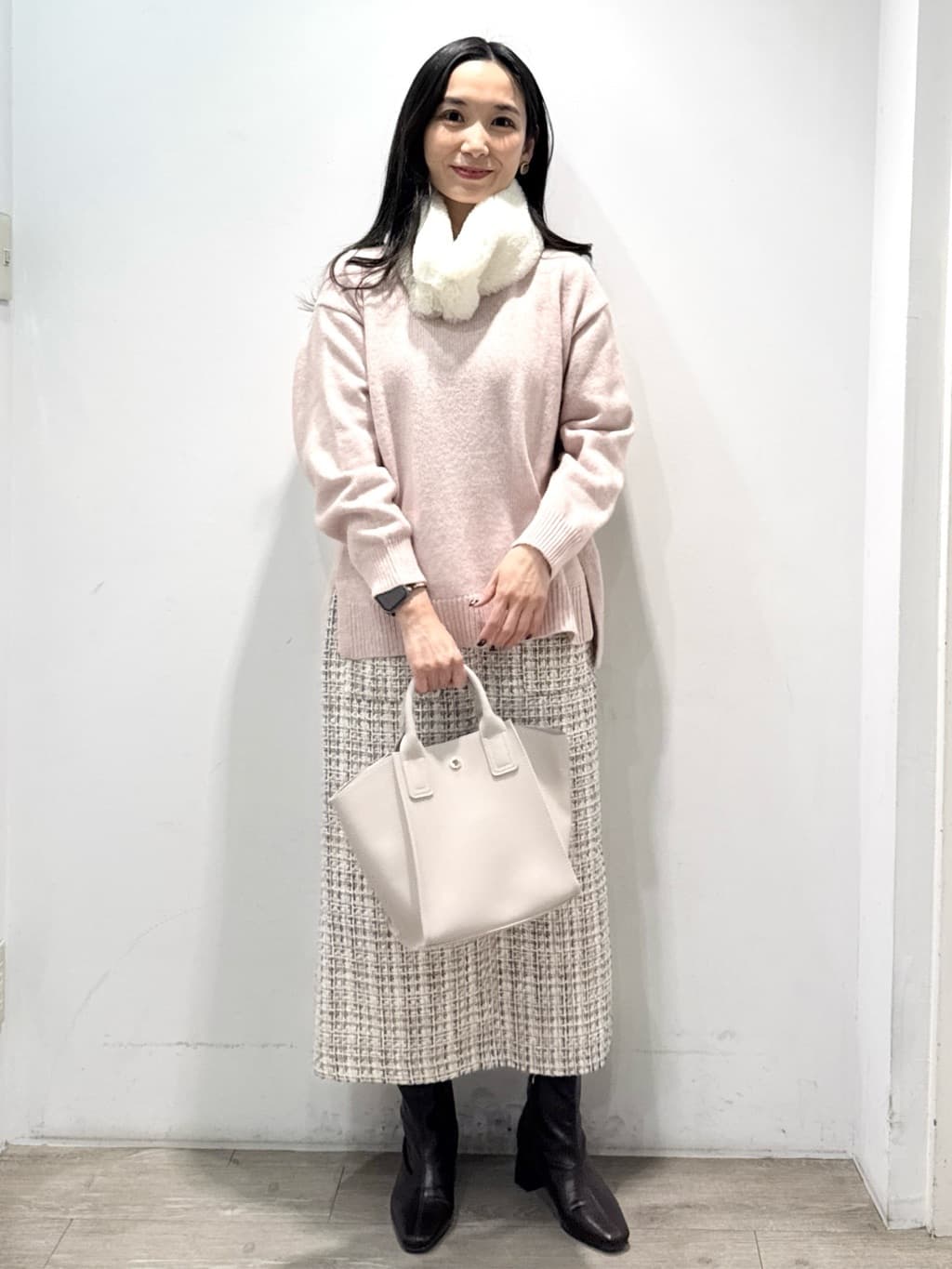 yuicciさんの「OPAQUE.CLIP｜ファンシーツイードナロースカート【洗濯機OK】」を使ったコーディネート