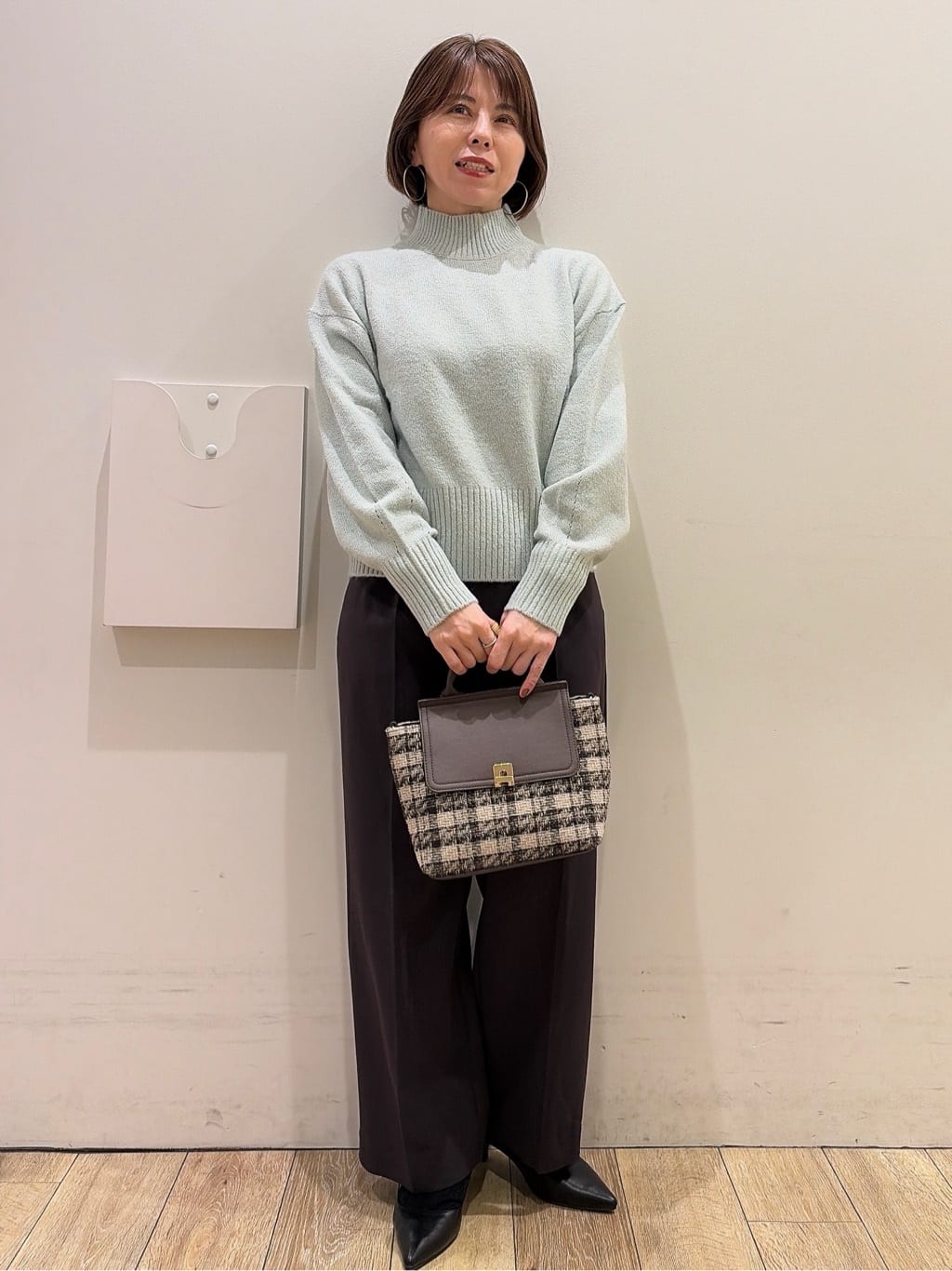 YUKOさんの「index｜裏起毛ストレッチワイドパンツ【洗濯機OK／イージーアイロン】」を使ったコーディネート