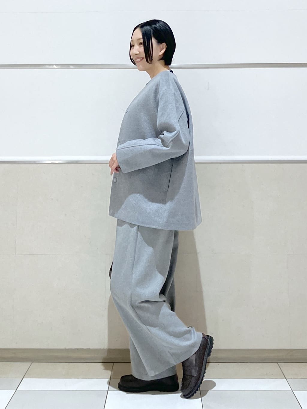 eriko さんの「Dessin｜ウール混クルーネックコート」を使ったコーディネート