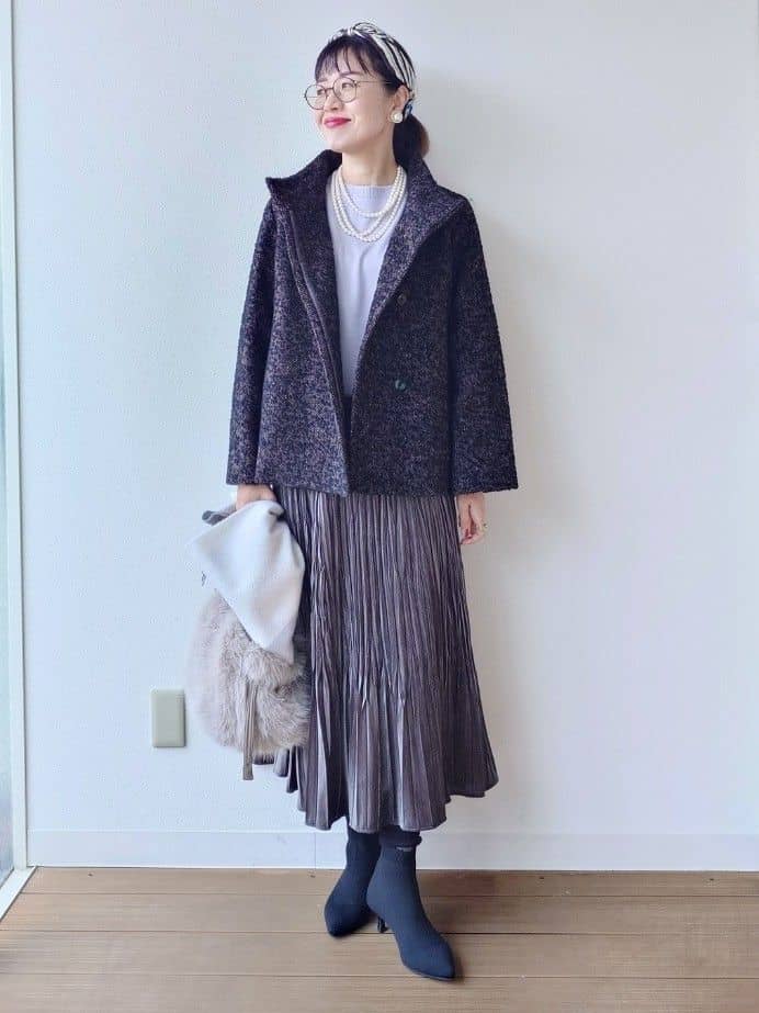 MUTSUKOさんの「UNTITLED｜【8色展開／コンパクト丈】レーヨン混 コクーンニット」を使ったコーディネート
