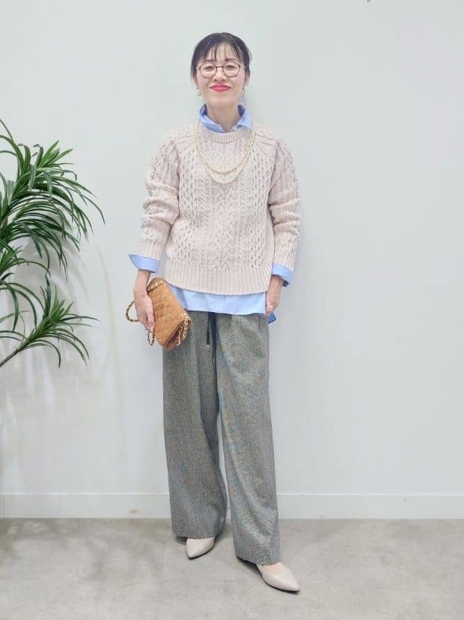 MUTSUKOさんの「UNTITLED｜【洗える】スポンディッシュ ボトルネックニット」を使ったコーディネート