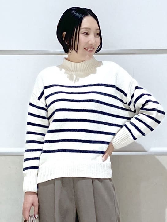 eriko さんの「Dessin｜【洗える】ハイネックベロアモールニット」を使ったコーディネート
