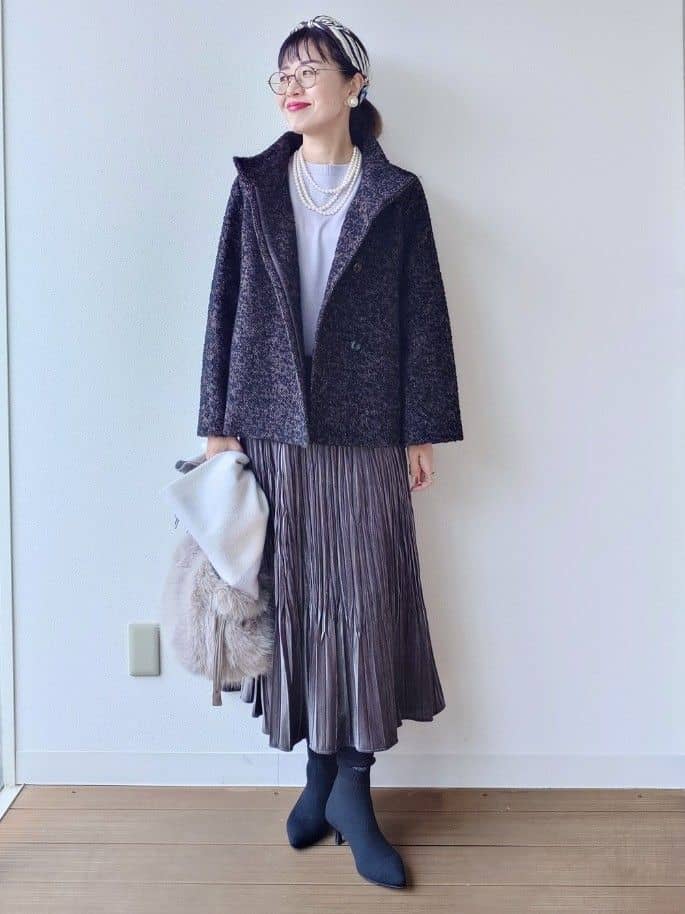 MUTSUKOさんの「UNTITLED｜【8色展開／コンパクト丈】レーヨン混 コクーンニット」を使ったコーディネート