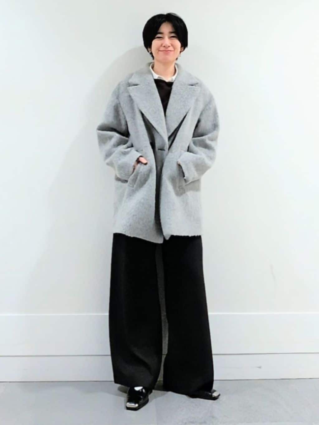 ミズタさんの「UNTITLED｜【エレガントジャケット/アウター】イタリアンシャギーPコート」を使ったコーディネート