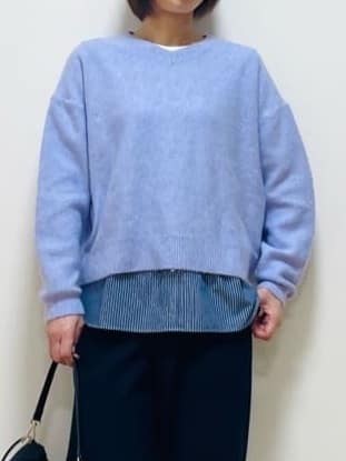 Riiさんの「Reflect｜【選べる5色／ゆったりシルエット】Vネックスパンコールニット」を使ったコーディネート