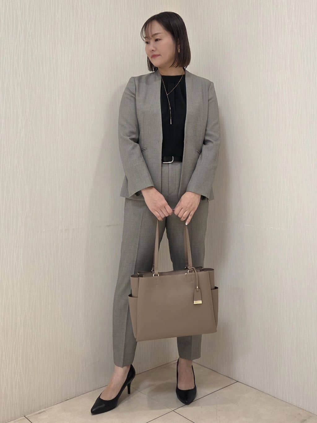 naokoさんの「UNTITLED｜【洗える/お仕事スーツ】ドライメランジ カラーレスジャケット」を使ったコーディネート