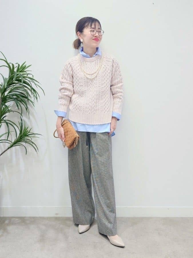 MUTSUKOさんの「UNTITLED｜【洗える】スポンディッシュ ボトルネックニット」を使ったコーディネート
