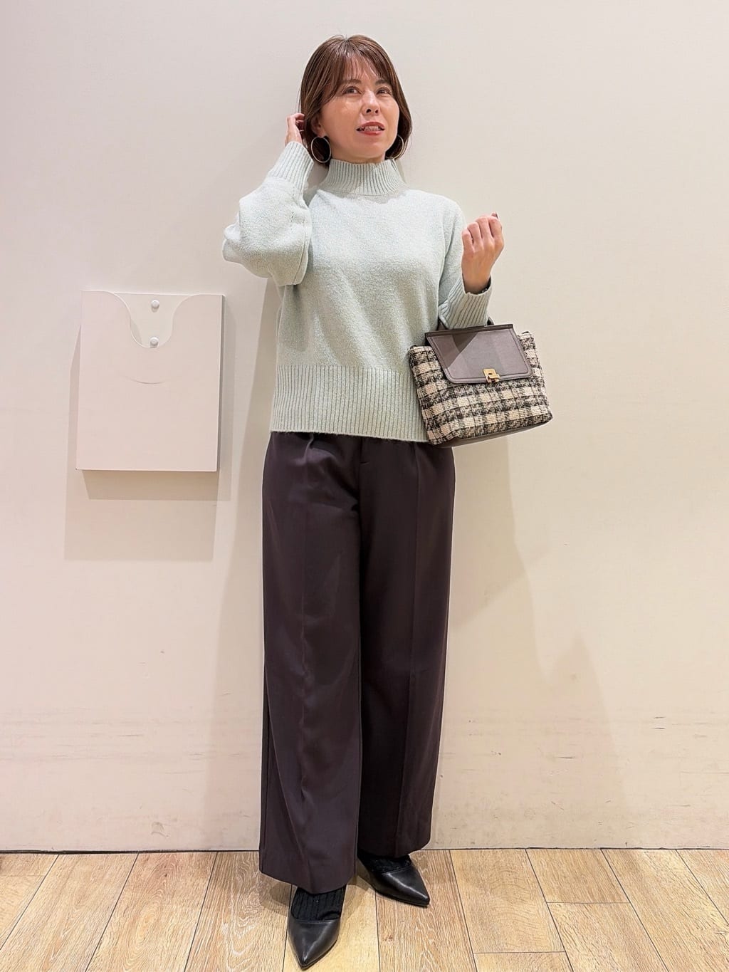 YUKOさんの「index｜選べる2丈 ハイネックカラーミックスラメニット【洗濯機OK】」を使ったコーディネート