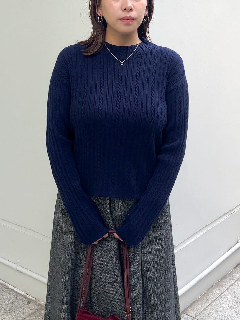 ちびゆきさんの「grove｜【毛玉軽減／洗える】クロップドミニケーブルニット」を使ったコーディネート