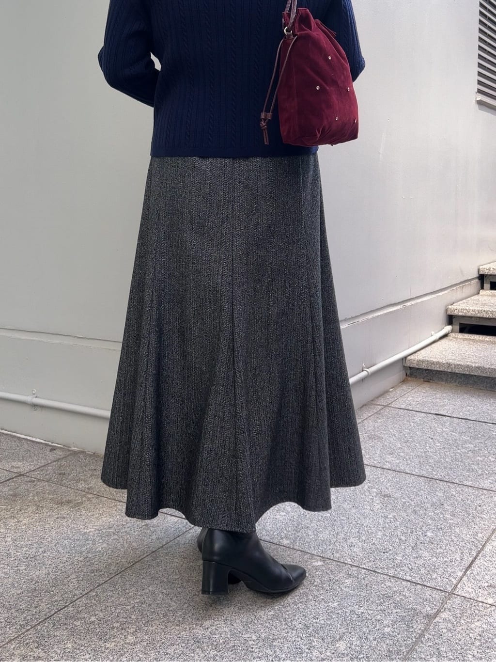ちびゆきさんの「grove｜【毛玉軽減／洗える】クロップドミニケーブルニット」を使ったコーディネート