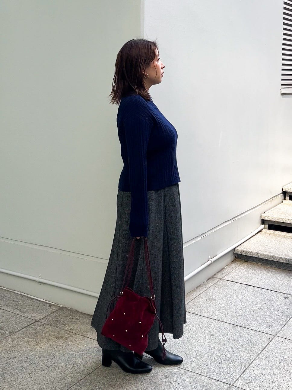 ちびゆきさんの「grove｜【毛玉軽減／洗える】クロップドミニケーブルニット」を使ったコーディネート