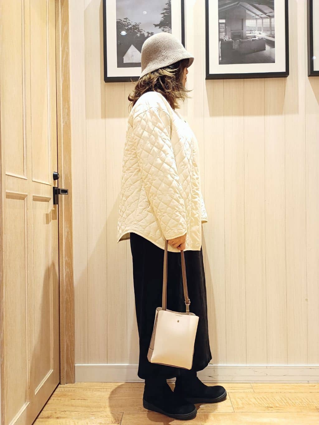 S☆mama さんの「SHOO･LA･RUE｜【洗濯機可/S-LL/撥水】ゴールドパーツで上品に 大人が着たい ノーカラーキルトジャケット」を使ったコーディネート