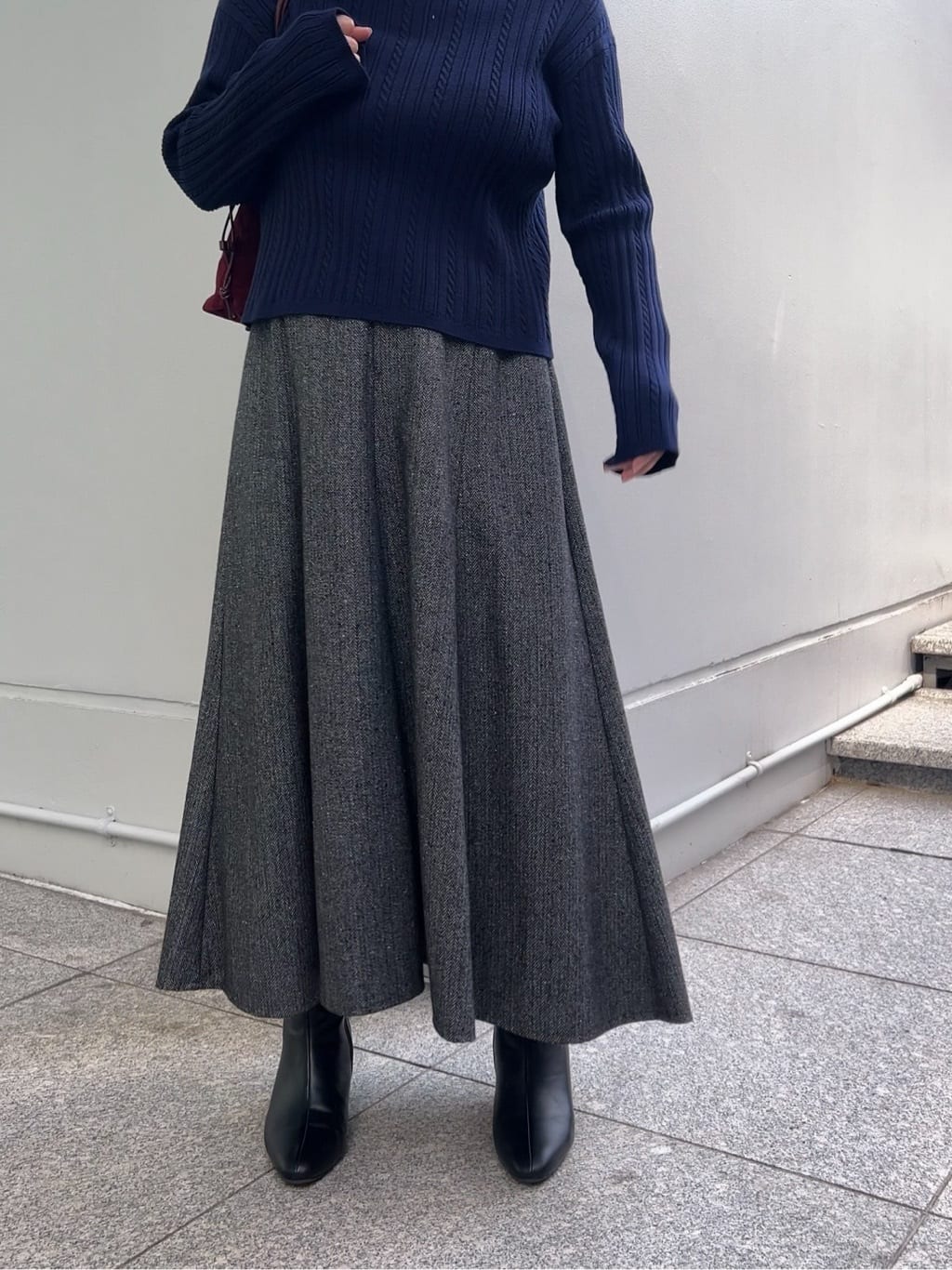 ちびゆきさんの「grove｜【毛玉軽減／洗える】クロップドミニケーブルニット」を使ったコーディネート