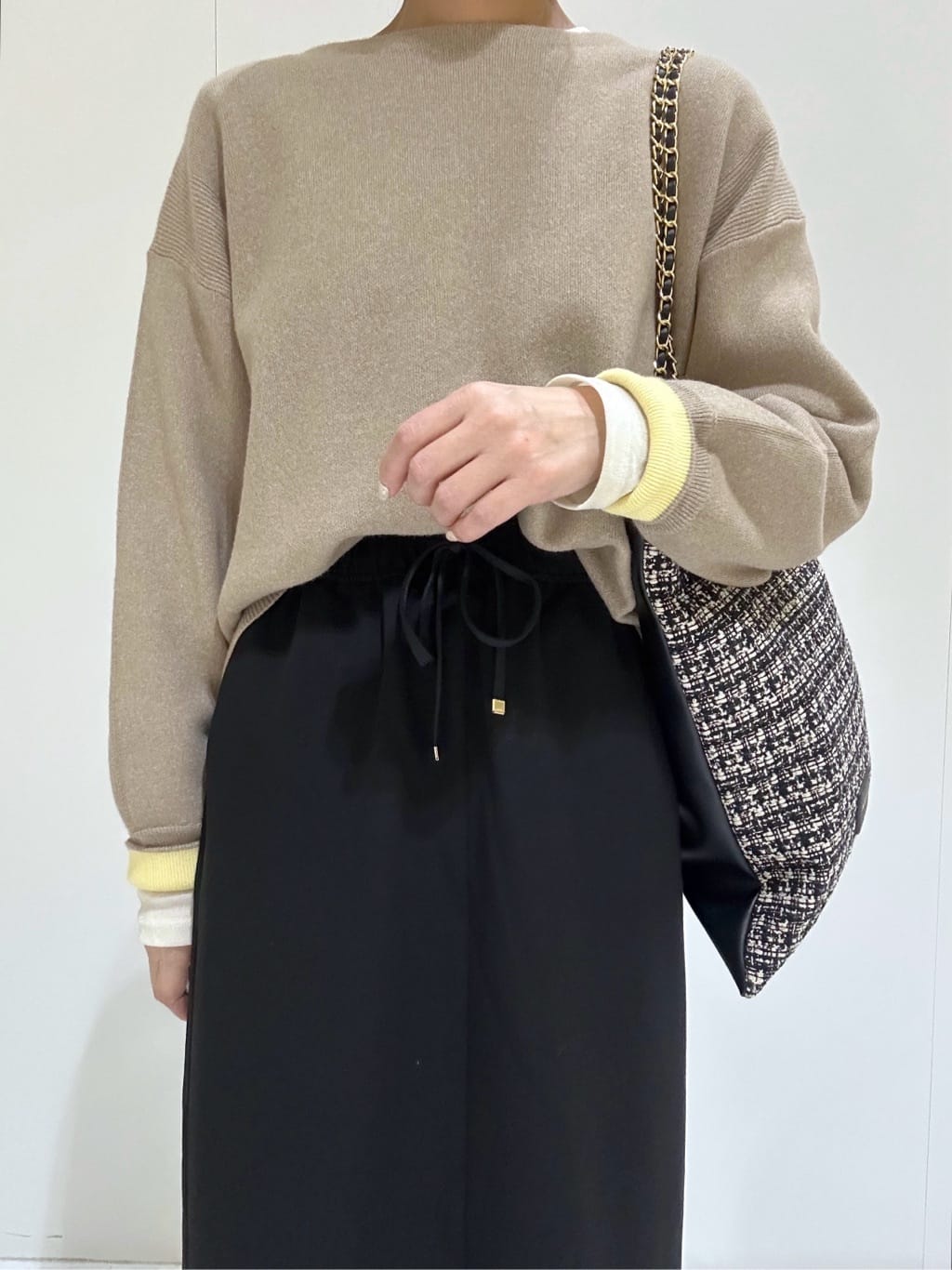 makiさんの「OPAQUE.CLIP｜サイド編地切替ニットトップス／セットアップ対応【洗濯機OK】」を使ったコーディネート