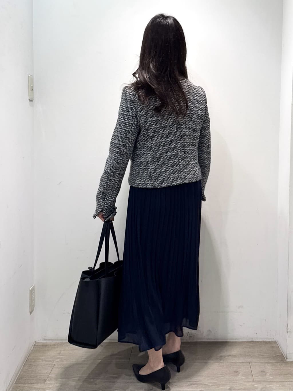 yuicciさんの「OPAQUE.CLIP｜《通勤／セットアップ対応》ノーカラーツイードジャケット【洗濯機OK】」を使ったコーディネート