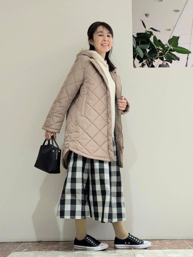 keikoさんの「Dessin｜【洗える／体型カバー】ちょうどいいニットパーカ」を使ったコーディネート
