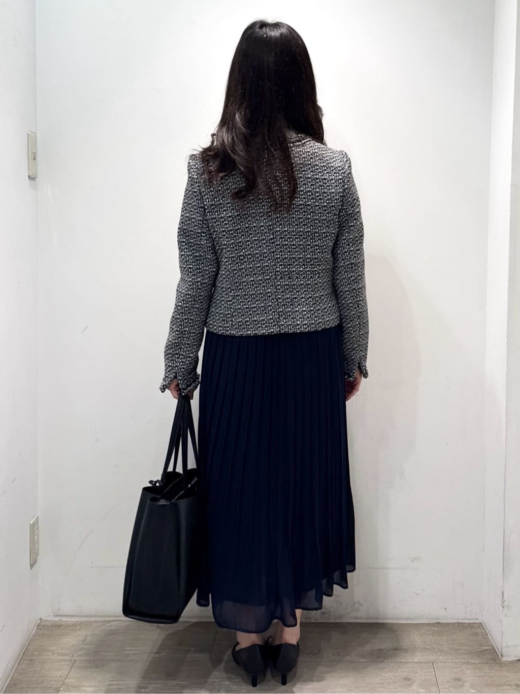 yuicciさんの「OPAQUE.CLIP｜《通勤／セットアップ対応》ノーカラーツイードジャケット【洗濯機OK】」を使ったコーディネート